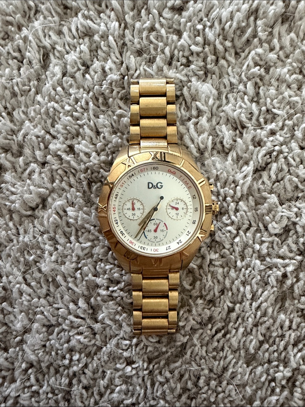 D&G Gold and White Men's Bracelet Chronograph Watch